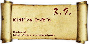 Klára Irén névjegykártya