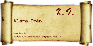 Klára Irén névjegykártya